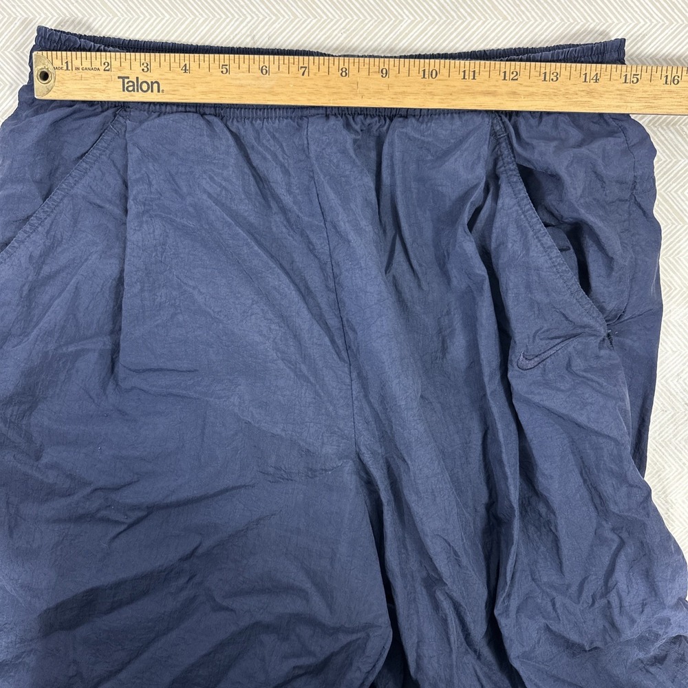 Vintage‎ Nike Track Pants Men's Large Navy Blue Swoosh Windbreaker Y2K 90s - Picture 4 of 11